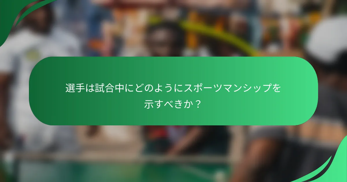 選手は試合中にどのようにスポーツマンシップを示すべきか?
